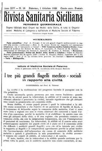 Rivista sanitaria siciliana organo degli Ordini sanitari della Sicilia