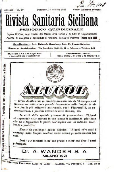 Rivista sanitaria siciliana organo degli Ordini sanitari della Sicilia