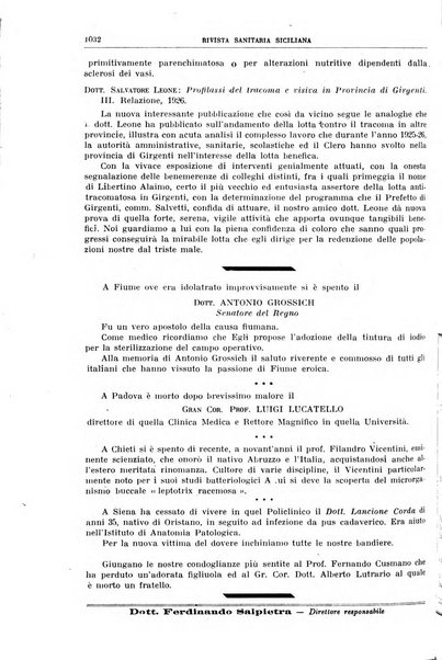 Rivista sanitaria siciliana organo degli Ordini sanitari della Sicilia