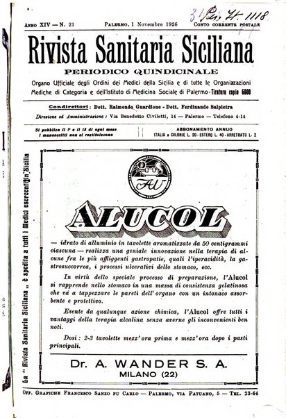 Rivista sanitaria siciliana organo degli Ordini sanitari della Sicilia