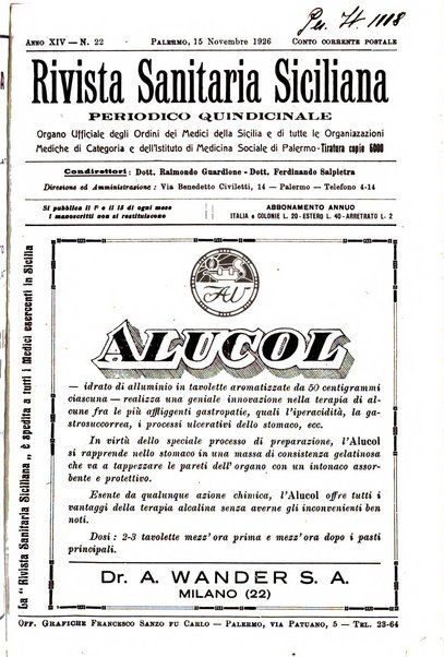 Rivista sanitaria siciliana organo degli Ordini sanitari della Sicilia