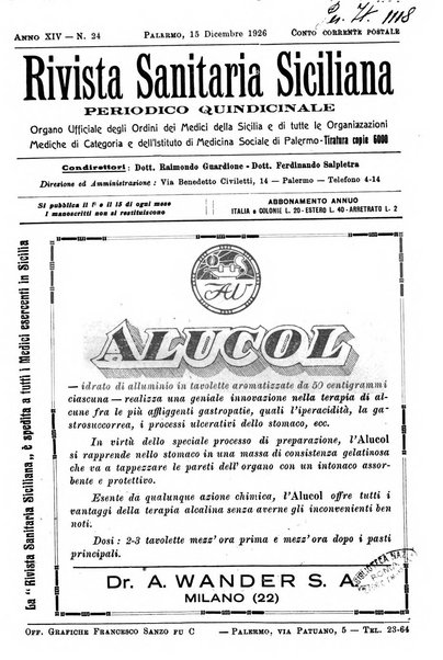 Rivista sanitaria siciliana organo degli Ordini sanitari della Sicilia