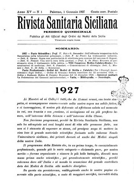 Rivista sanitaria siciliana organo degli Ordini sanitari della Sicilia