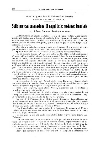 Rivista sanitaria siciliana organo degli Ordini sanitari della Sicilia