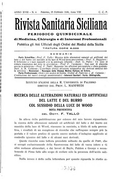 Rivista sanitaria siciliana organo degli Ordini sanitari della Sicilia