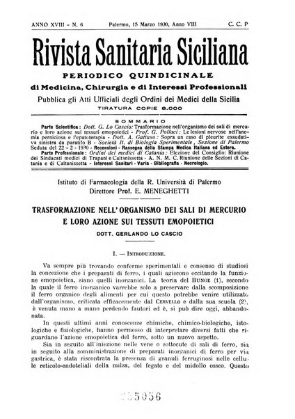 Rivista sanitaria siciliana organo degli Ordini sanitari della Sicilia