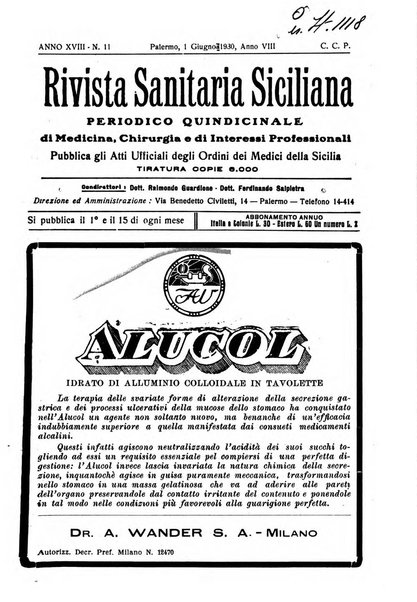 Rivista sanitaria siciliana organo degli Ordini sanitari della Sicilia