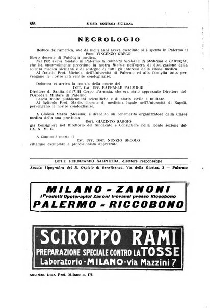 Rivista sanitaria siciliana organo degli Ordini sanitari della Sicilia