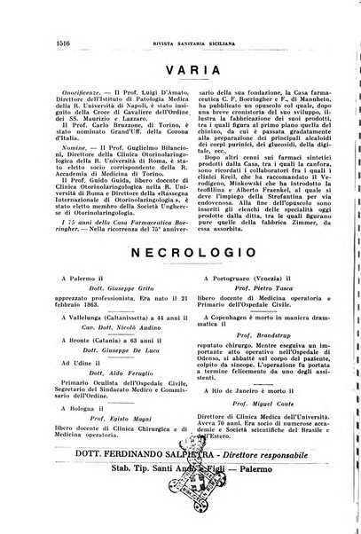 Rivista sanitaria siciliana organo degli Ordini sanitari della Sicilia