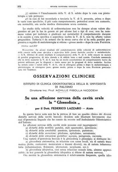 Rivista sanitaria siciliana organo degli Ordini sanitari della Sicilia