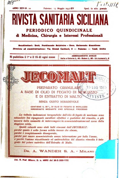 Rivista sanitaria siciliana organo degli Ordini sanitari della Sicilia