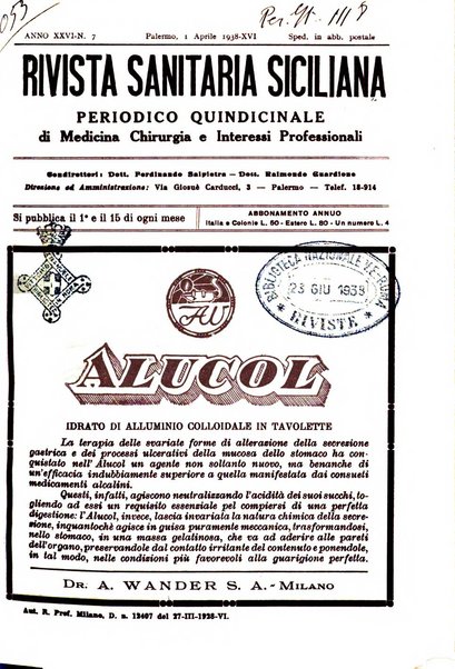 Rivista sanitaria siciliana organo degli Ordini sanitari della Sicilia