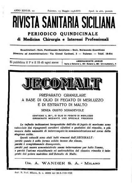 Rivista sanitaria siciliana organo degli Ordini sanitari della Sicilia