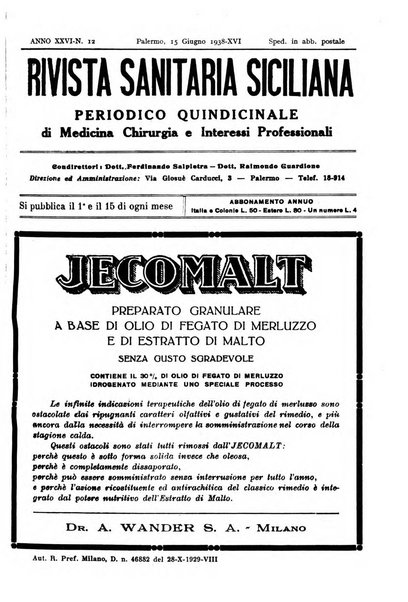 Rivista sanitaria siciliana organo degli Ordini sanitari della Sicilia