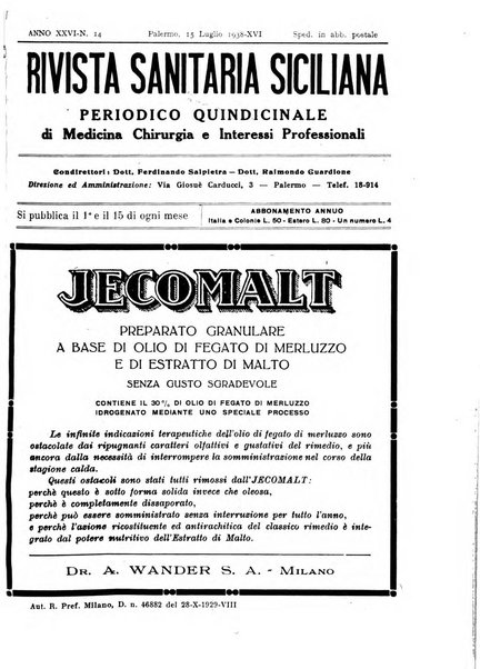 Rivista sanitaria siciliana organo degli Ordini sanitari della Sicilia