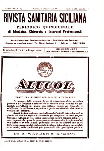 Rivista sanitaria siciliana organo degli Ordini sanitari della Sicilia