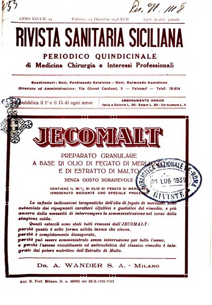 Rivista sanitaria siciliana organo degli Ordini sanitari della Sicilia