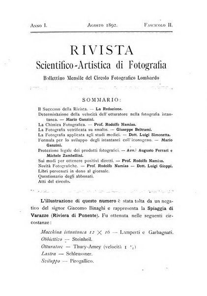 Rivista scientifico artistica di fotografia bollettino del Circolo fotografico lombardo