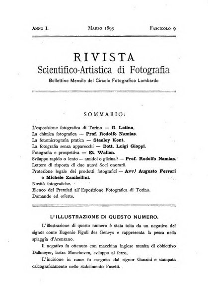 Rivista scientifico artistica di fotografia bollettino del Circolo fotografico lombardo