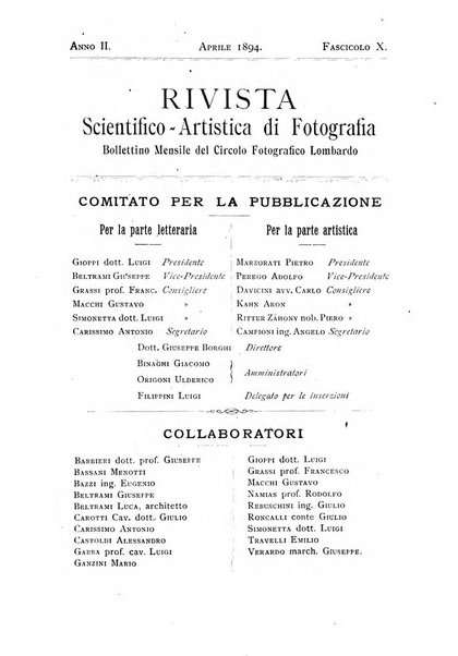 Rivista scientifico artistica di fotografia bollettino del Circolo fotografico lombardo