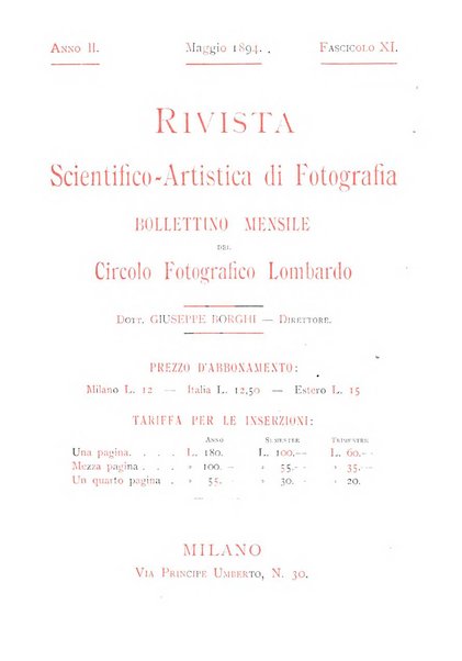 Rivista scientifico artistica di fotografia bollettino del Circolo fotografico lombardo