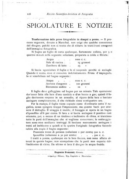 Rivista scientifico artistica di fotografia bollettino del Circolo fotografico lombardo