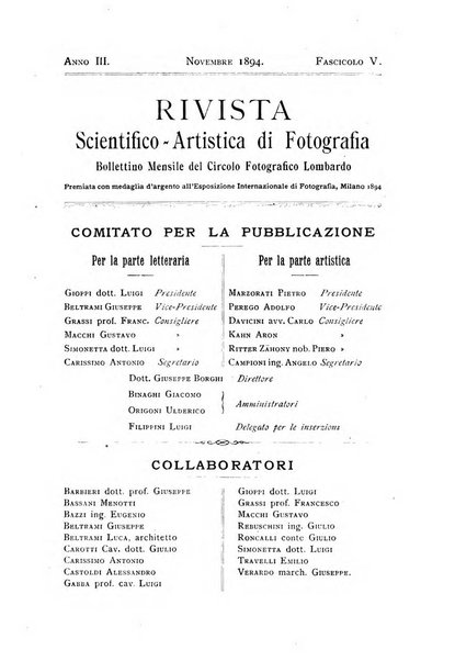 Rivista scientifico artistica di fotografia bollettino del Circolo fotografico lombardo