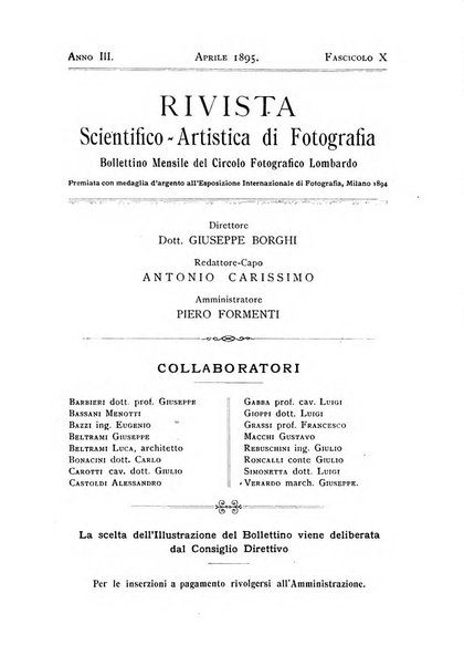 Rivista scientifico artistica di fotografia bollettino del Circolo fotografico lombardo