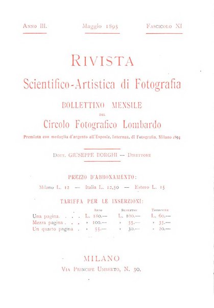 Rivista scientifico artistica di fotografia bollettino del Circolo fotografico lombardo