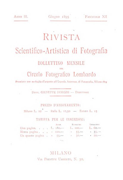 Rivista scientifico artistica di fotografia bollettino del Circolo fotografico lombardo