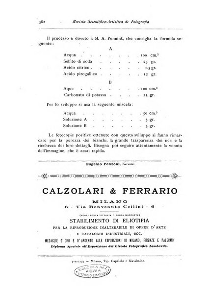 Rivista scientifico artistica di fotografia bollettino del Circolo fotografico lombardo