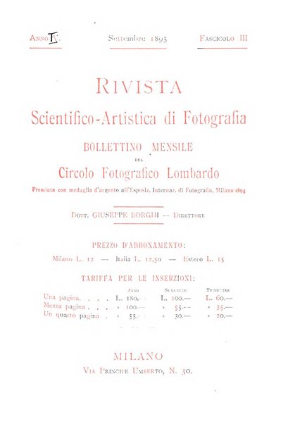 Rivista scientifico artistica di fotografia bollettino del Circolo fotografico lombardo