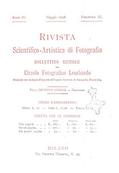 Rivista scientifico artistica di fotografia bollettino del Circolo fotografico lombardo