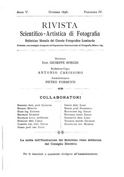 Rivista scientifico artistica di fotografia bollettino del Circolo fotografico lombardo