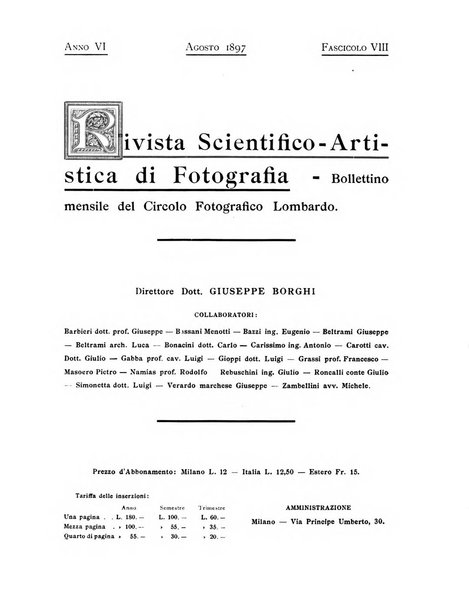 Rivista scientifico artistica di fotografia bollettino del Circolo fotografico lombardo