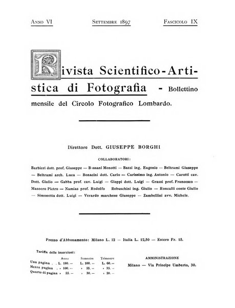 Rivista scientifico artistica di fotografia bollettino del Circolo fotografico lombardo