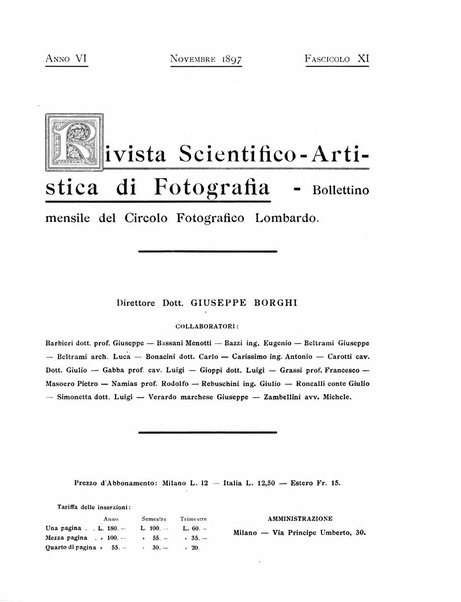 Rivista scientifico artistica di fotografia bollettino del Circolo fotografico lombardo