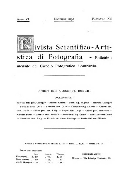 Rivista scientifico artistica di fotografia bollettino del Circolo fotografico lombardo