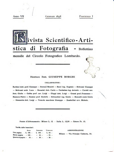 Rivista scientifico artistica di fotografia bollettino del Circolo fotografico lombardo