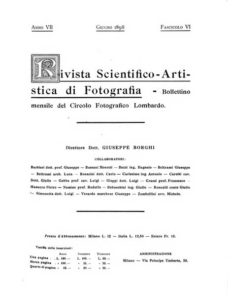 Rivista scientifico artistica di fotografia bollettino del Circolo fotografico lombardo