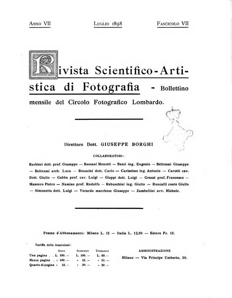 Rivista scientifico artistica di fotografia bollettino del Circolo fotografico lombardo