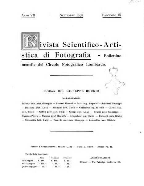 Rivista scientifico artistica di fotografia bollettino del Circolo fotografico lombardo