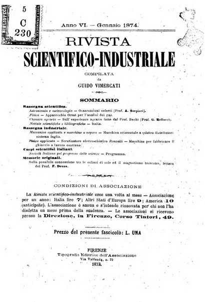 Rivista scientifico-industriale delle principali scoperte ed invenzioni fatte nelle scienze e nelle industrie