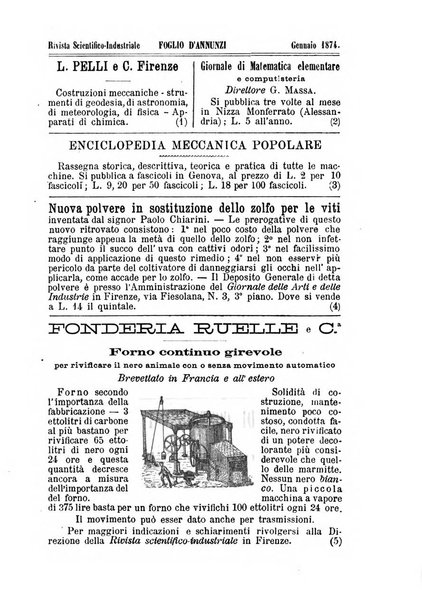 Rivista scientifico-industriale delle principali scoperte ed invenzioni fatte nelle scienze e nelle industrie