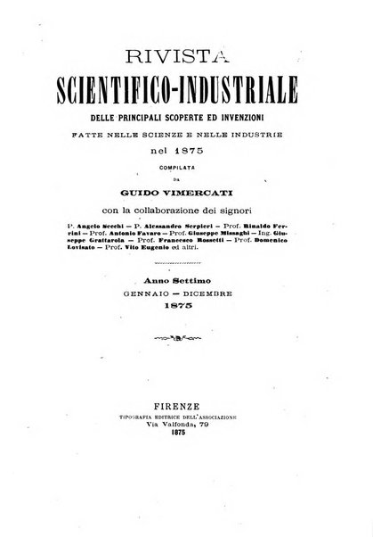 Rivista scientifico-industriale delle principali scoperte ed invenzioni fatte nelle scienze e nelle industrie