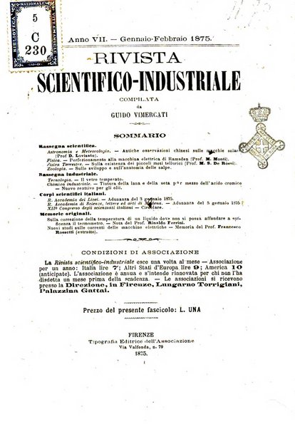 Rivista scientifico-industriale delle principali scoperte ed invenzioni fatte nelle scienze e nelle industrie