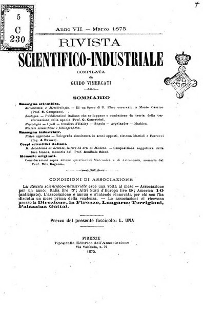 Rivista scientifico-industriale delle principali scoperte ed invenzioni fatte nelle scienze e nelle industrie