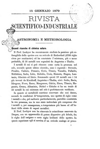 Rivista scientifico-industriale delle principali scoperte ed invenzioni fatte nelle scienze e nelle industrie