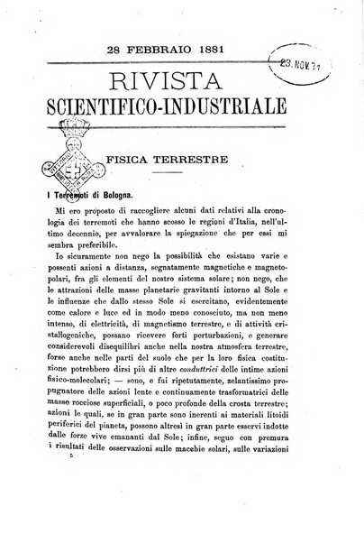 Rivista scientifico-industriale delle principali scoperte ed invenzioni fatte nelle scienze e nelle industrie