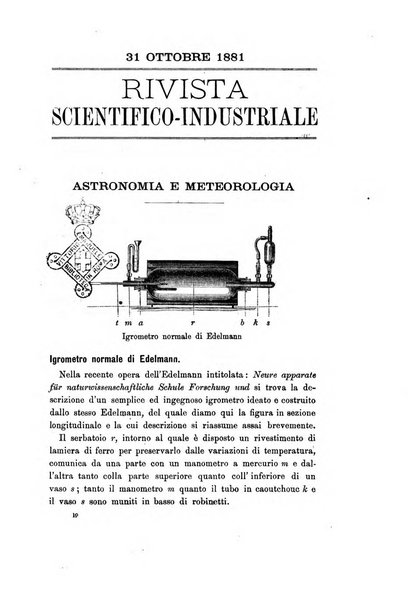 Rivista scientifico-industriale delle principali scoperte ed invenzioni fatte nelle scienze e nelle industrie